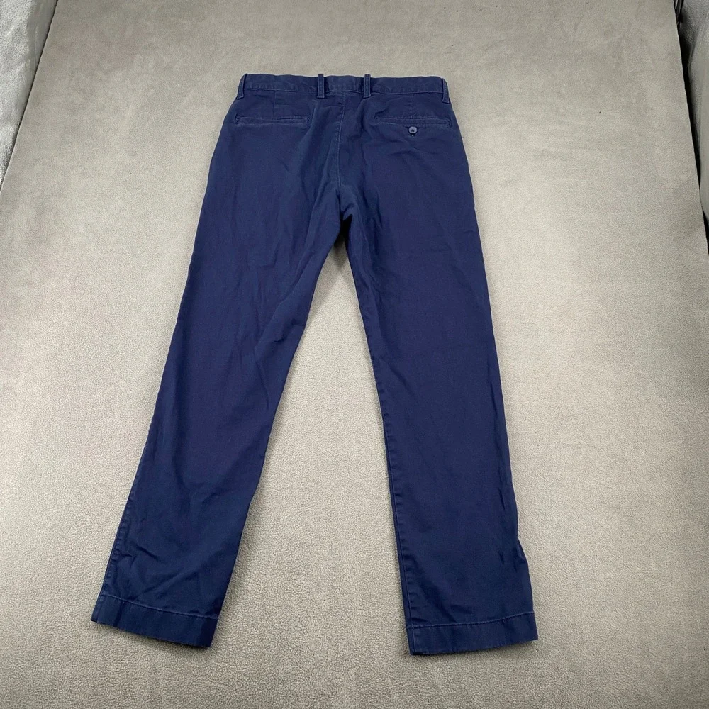 J.Crew Flex Straight Fit Chino Pants Mens 29x30 Navy Blue Stretch Cotton 5349